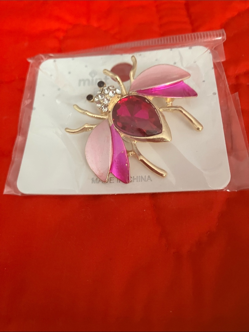 Pink Gemstone Beetle Brooch - Women's Jewelry